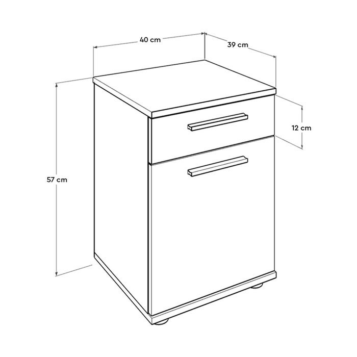 Hanah Home Kmd-511-Bb-1 Mesilla de Noche Blanca 40x57x39cm con Cajón para Dormitorio Elegante y Sereno